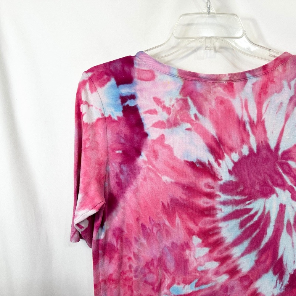 Ralph Lauren XL Top‎ Handmade Tie Dye Pink Blue Spiral Festival Boho Artsy 430 - Picture 9 of 11